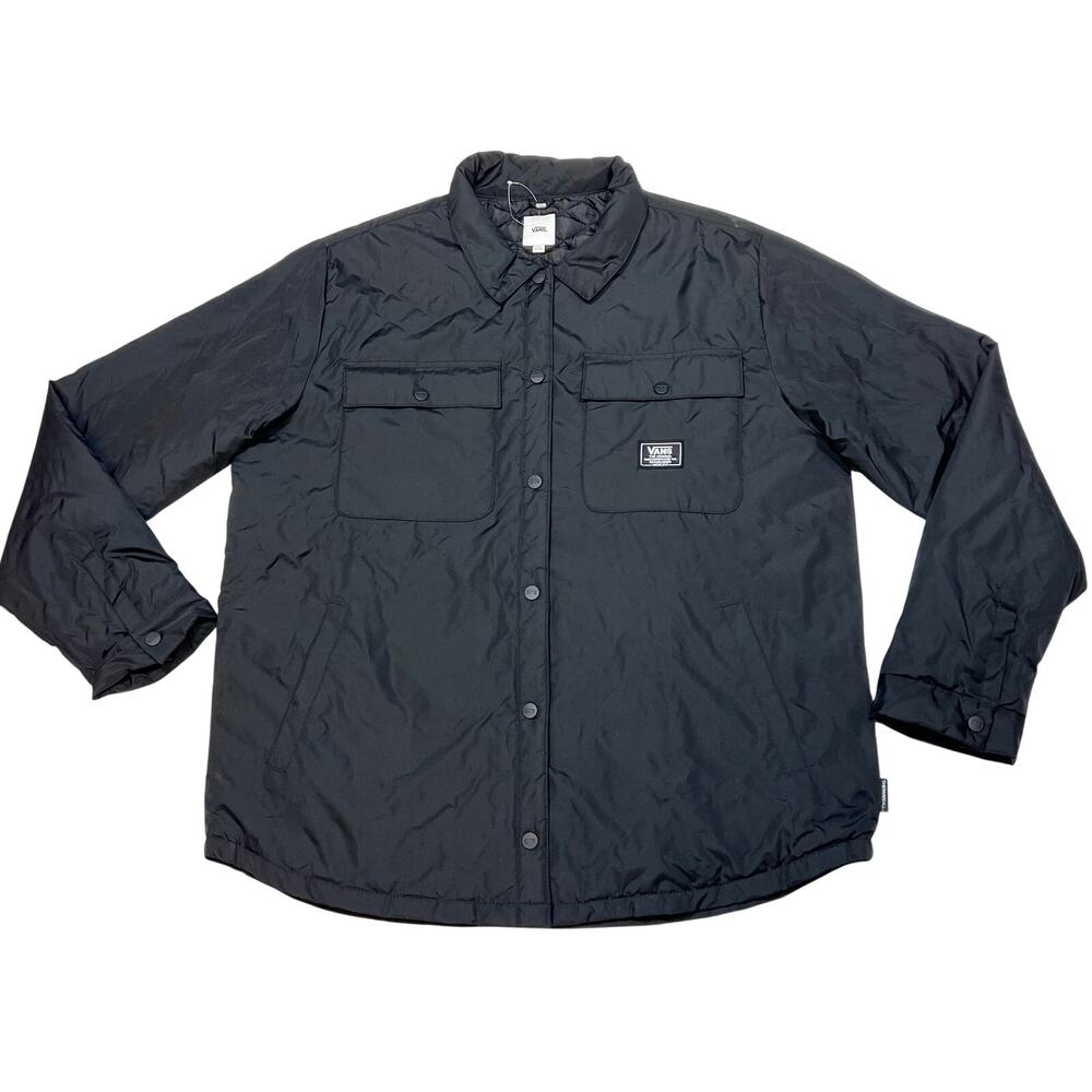 Vans Foreman MTE-1 Jacket Mens XXL Black Quilted Snap Buttons Chest Pockets New